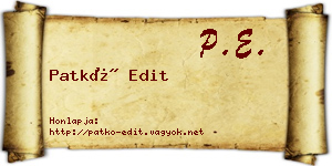 Patkó Edit névjegykártya