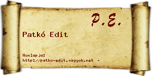 Patkó Edit névjegykártya